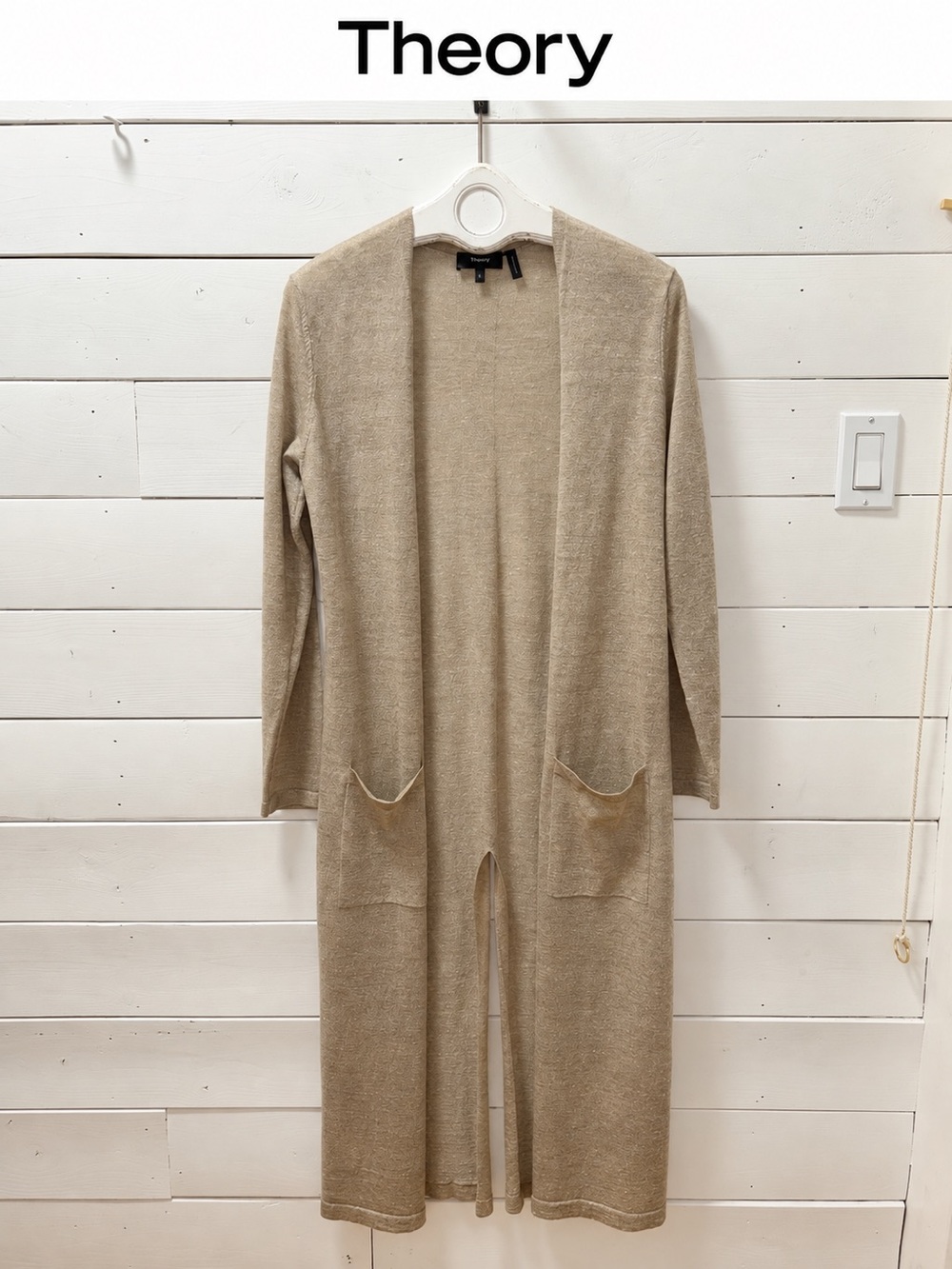 Theory Long Cardigan – Merino Wool & Linen – Size L